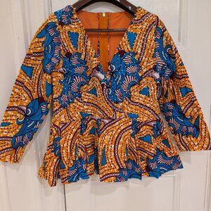 African Print Peplum Top Size S